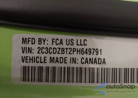 2023 Dodge Challenger R/T from USA, damaged, VIN 2C3CDZBT2PH649791